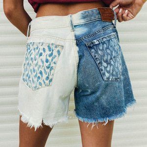 Lucky Brand, Re-worked, white and blue, denim Shorts